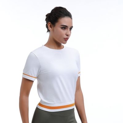 Cortado Malha Treino Manga Curta Leve Ventilado Estilizado Para Yoga E Corrida