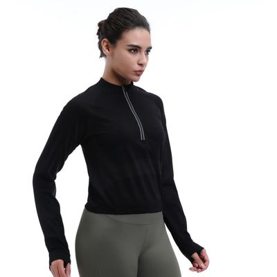 Quarto de desempenho Manga longa Wicking humidade buracos de dedos Reflector Trim