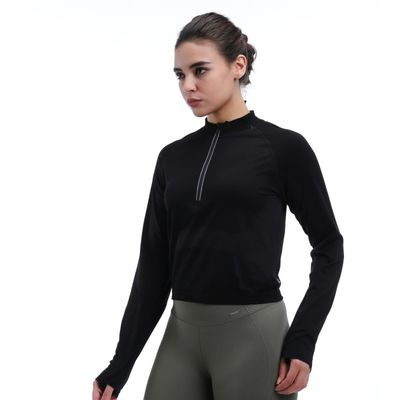 Quarto de desempenho Manga longa Wicking humidade buracos de dedos Reflector Trim