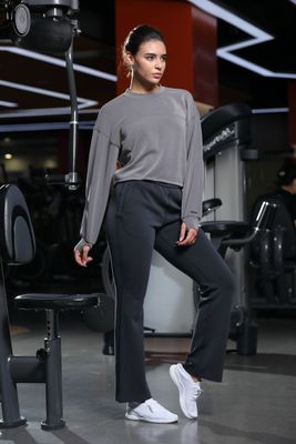 Calças de alta altura com bolsos à prova de agachamento