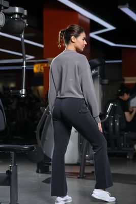 Calças de alta altura com bolsos à prova de agachamento